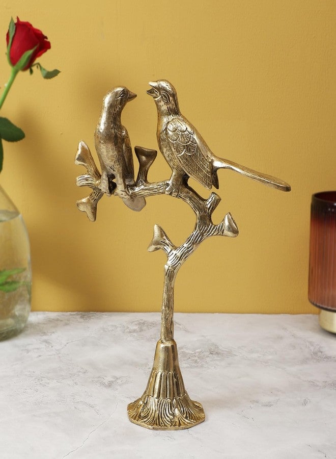 Two Moustaches Brass Love Birds on Tree Showpiece, Showpiece for Home Decor, Brass Artifacts for Home Decor, Antique White, Pack of 1 - Image 3